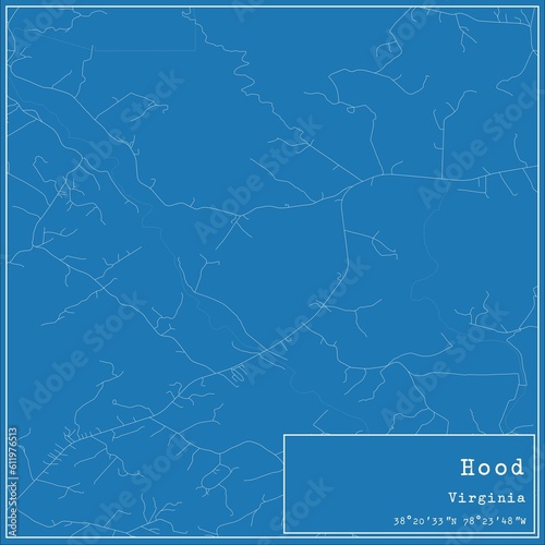 Blueprint US city map of Hood, Virginia.