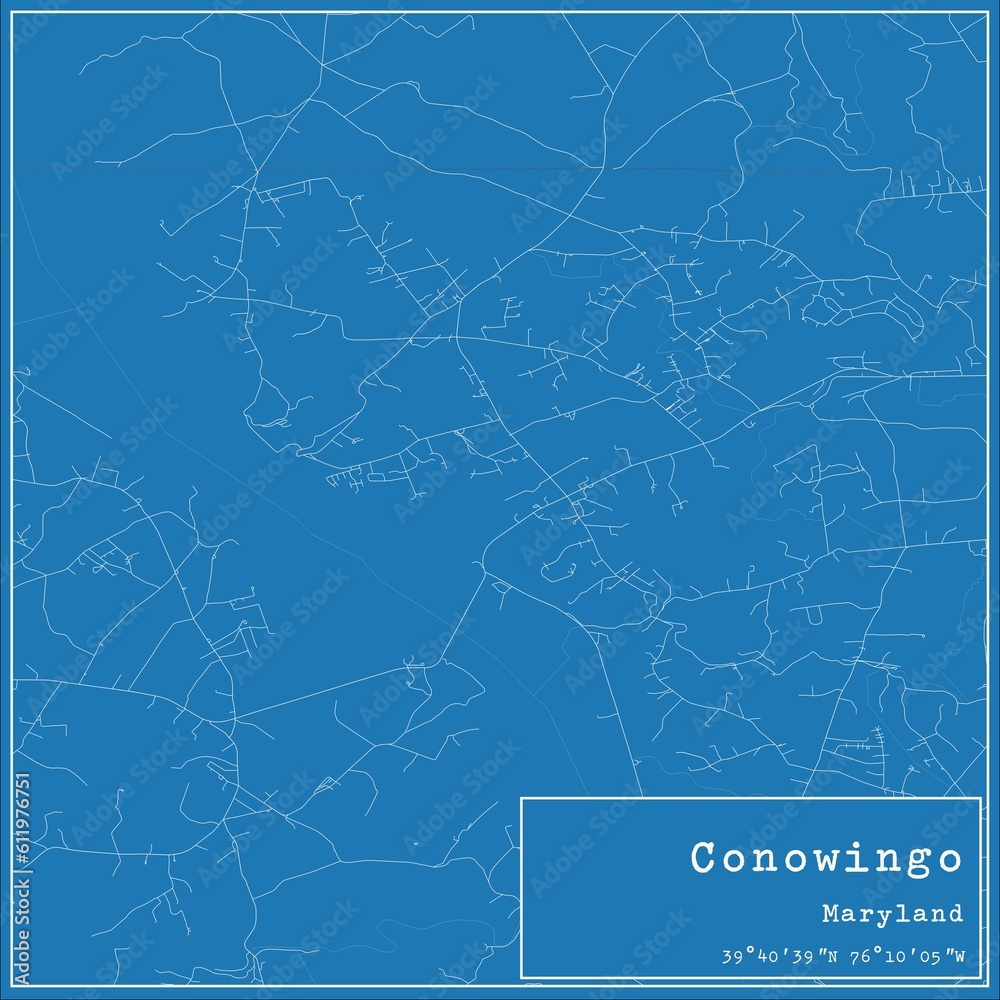 Blueprint US city map of Conowingo, Maryland.