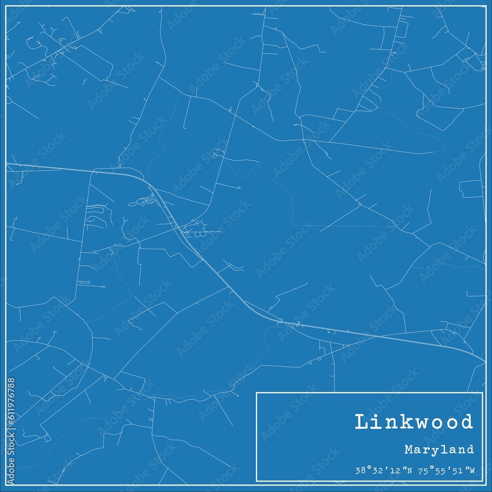 Blueprint US city map of Linkwood, Maryland.