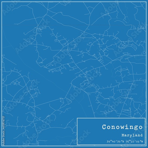 Blueprint US city map of Conowingo, Maryland.