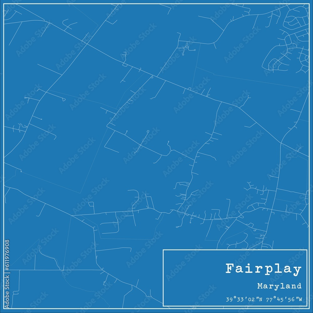 Blueprint US city map of Fairplay, Maryland.