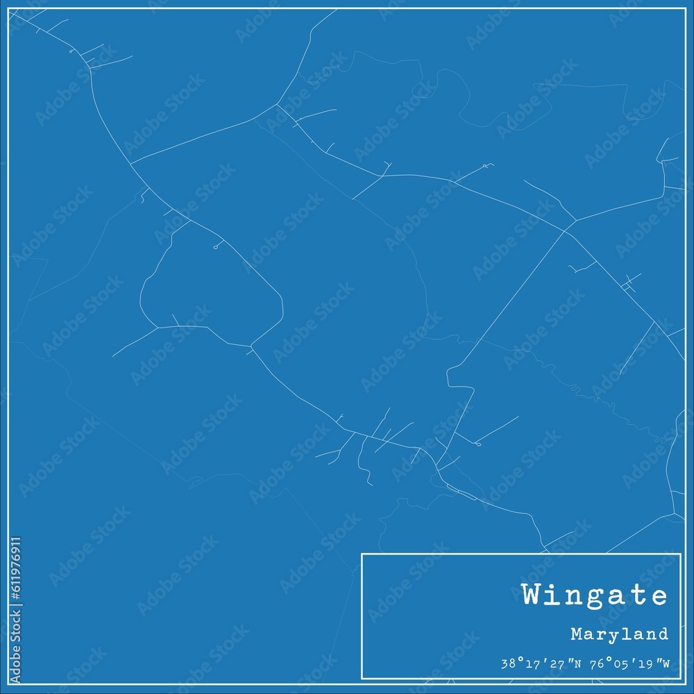 Blueprint US city map of Wingate, Maryland.