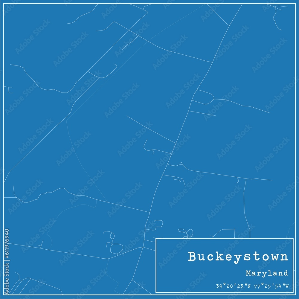 Blueprint US city map of Buckeystown, Maryland.
