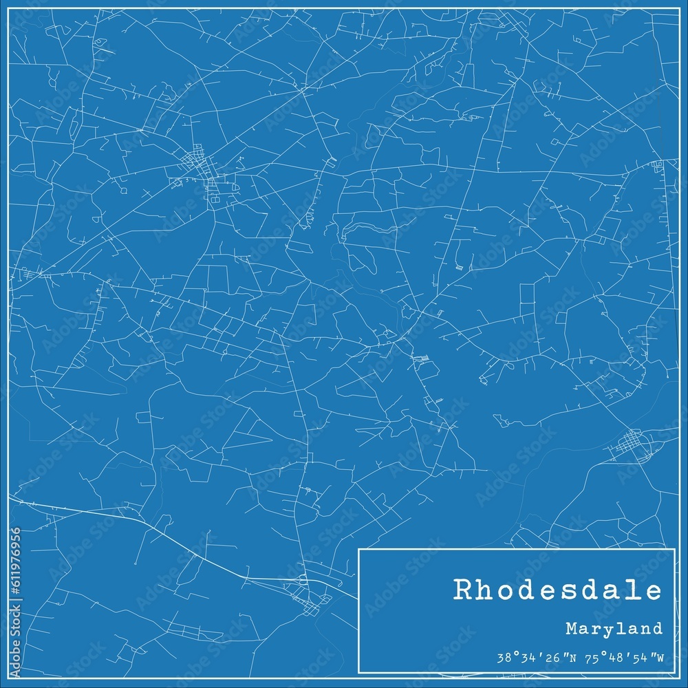 Blueprint US city map of Rhodesdale, Maryland.