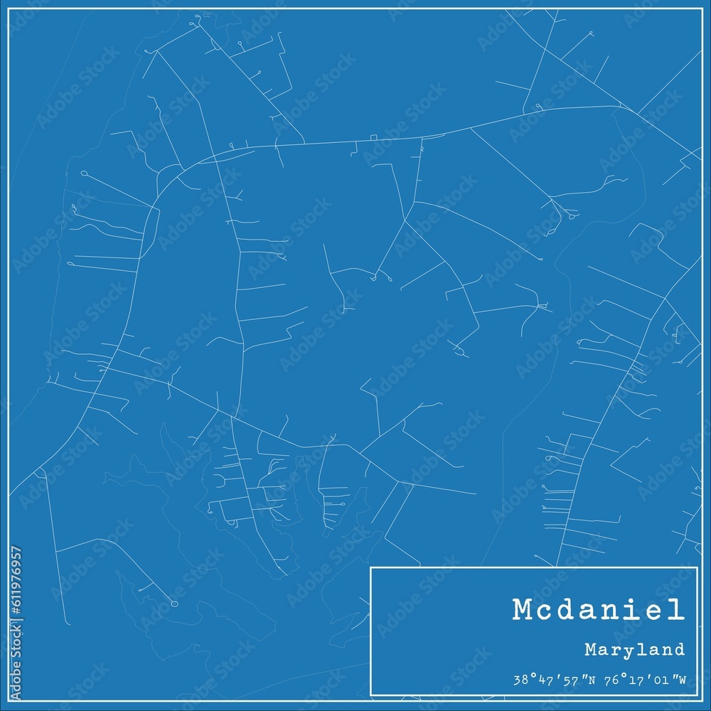Blueprint US city map of Mcdaniel, Maryland.