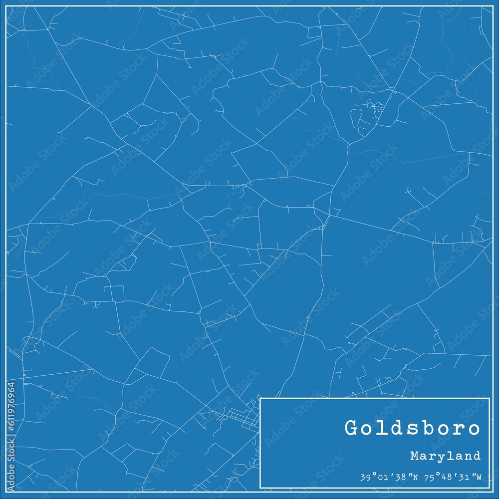 Blueprint US city map of Goldsboro, Maryland.