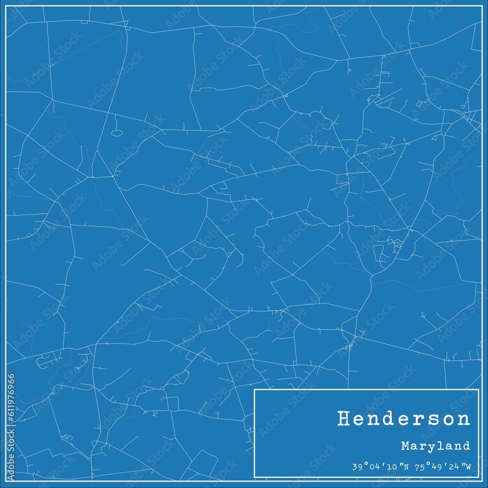 Blueprint US city map of Henderson, Maryland.