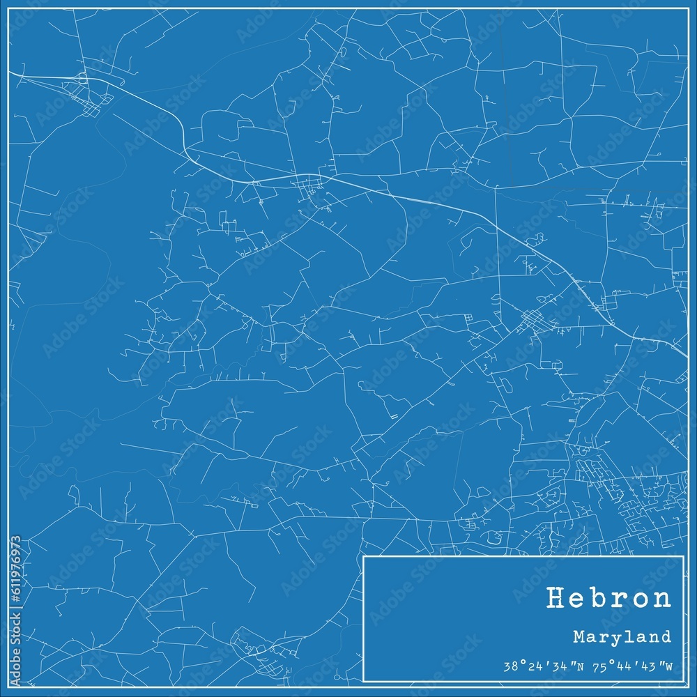 Blueprint US city map of Hebron, Maryland.
