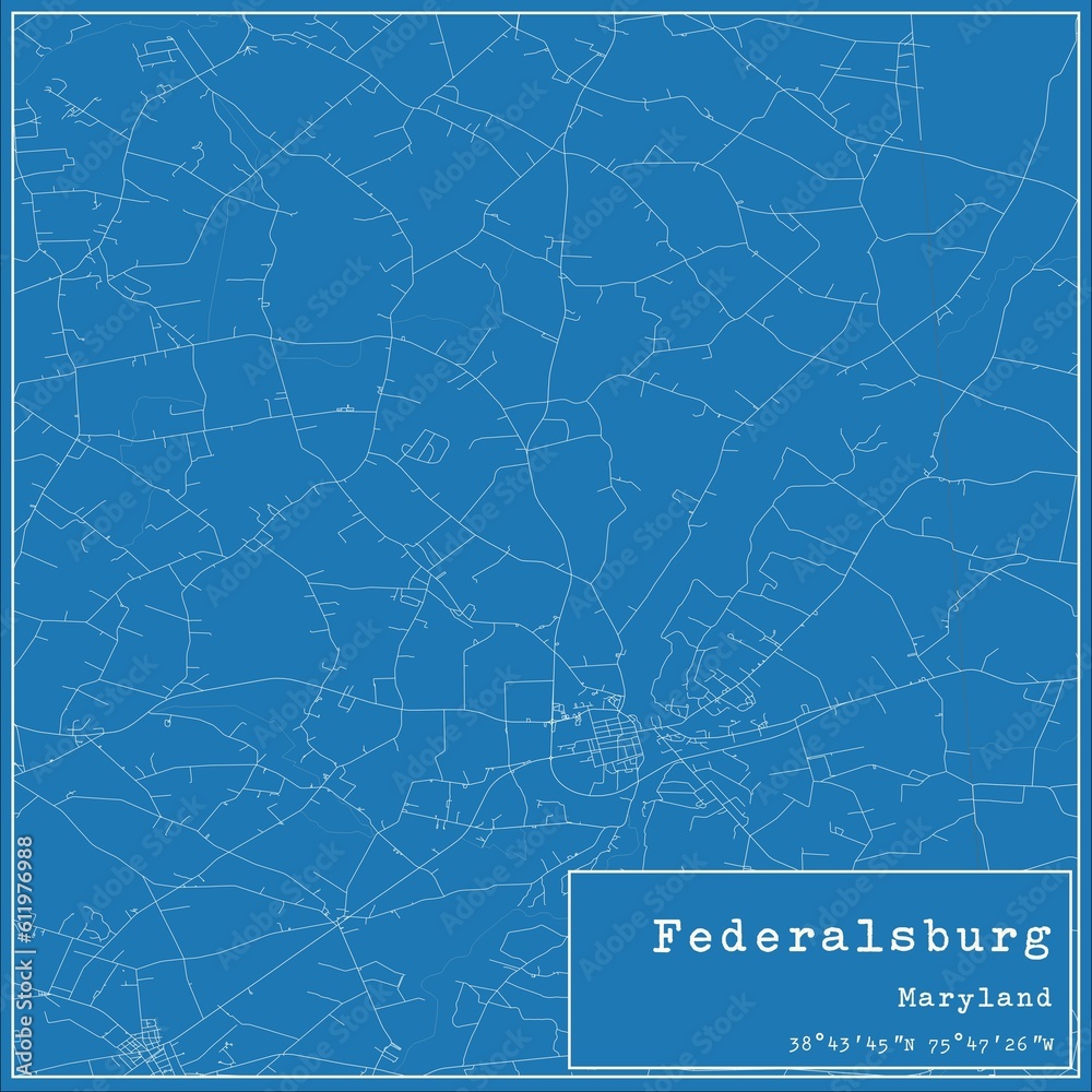 Blueprint US city map of Federalsburg, Maryland.
