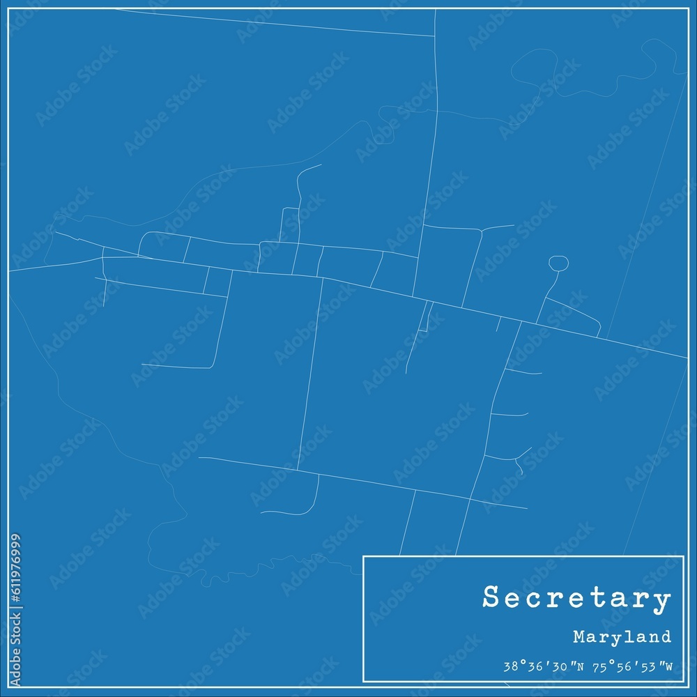 Blueprint US city map of Secretary, Maryland.