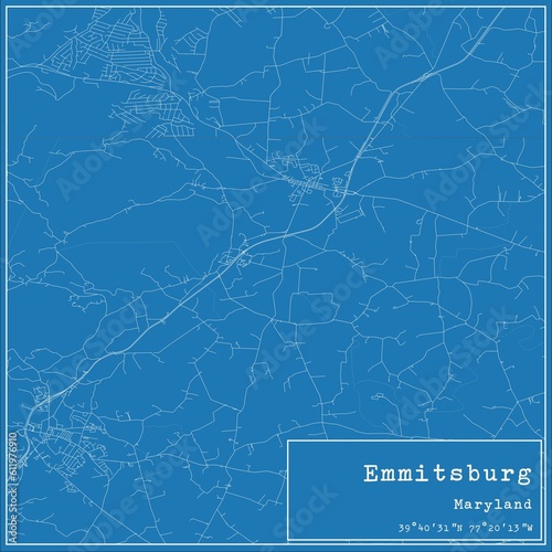 Blueprint US city map of Emmitsburg, Maryland. photo