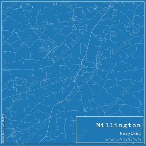 Blueprint US city map of Millington, Maryland. photo