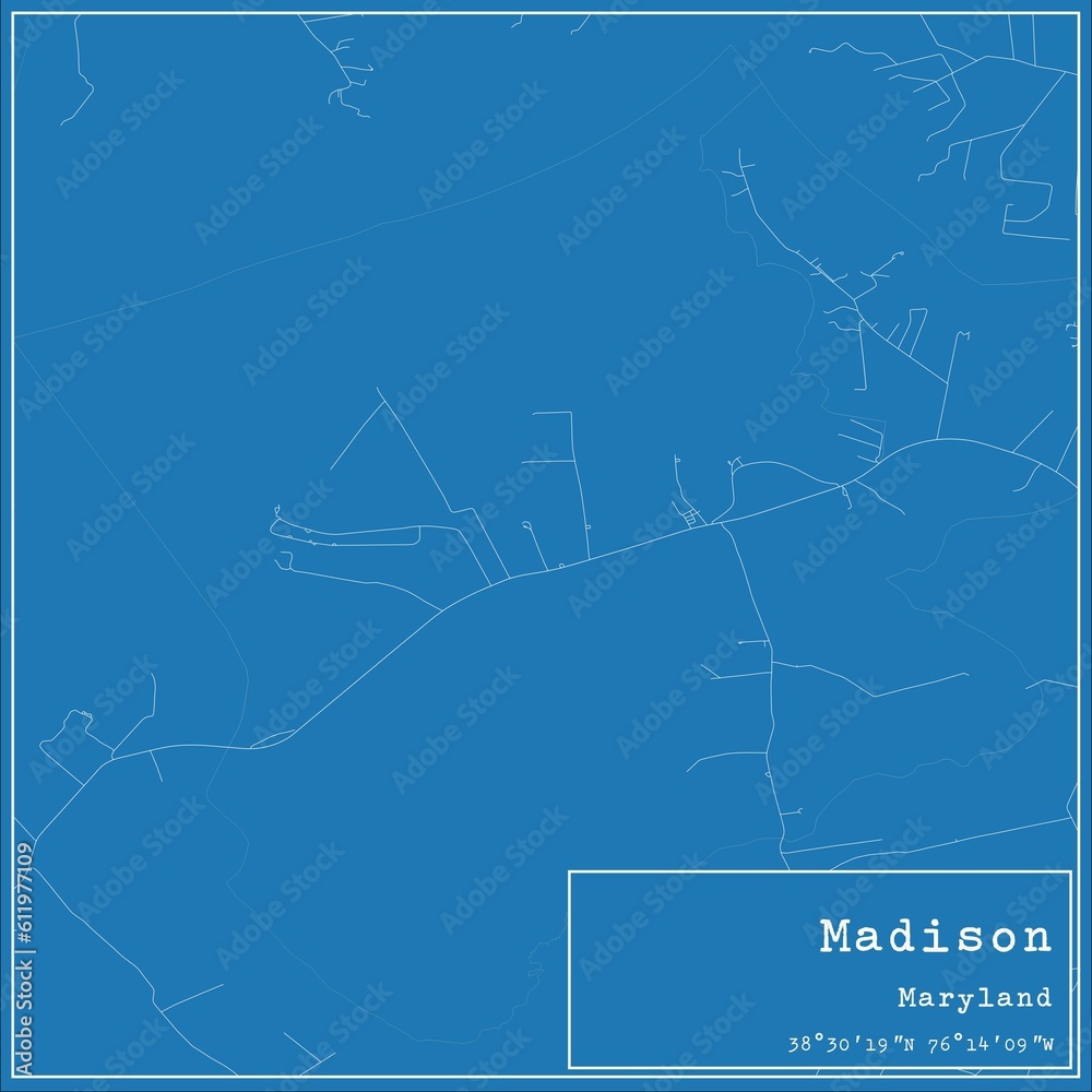 Blueprint US city map of Madison, Maryland. Blueprint US city map of Madison, Maryland.