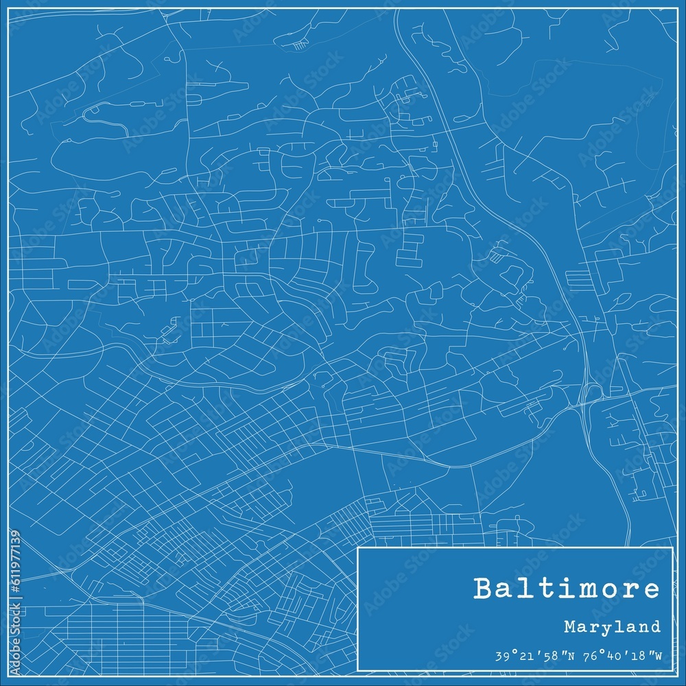 Fototapeta premium Blueprint US city map of Baltimore, Maryland.