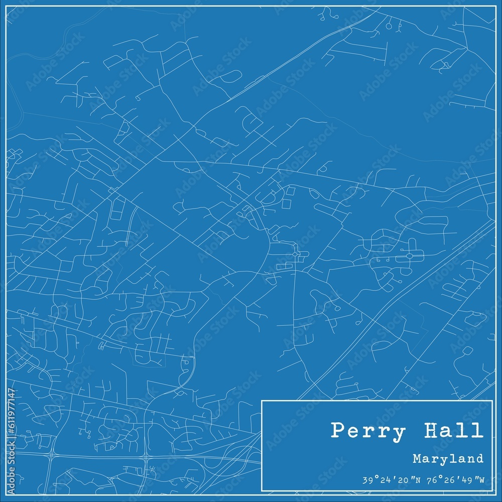 Blueprint US city map of Perry Hall, Maryland.