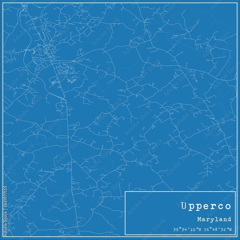 Blueprint US city map of Upperco, Maryland.