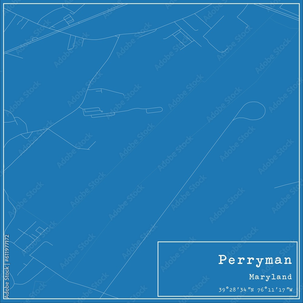 Blueprint US city map of Perryman, Maryland.