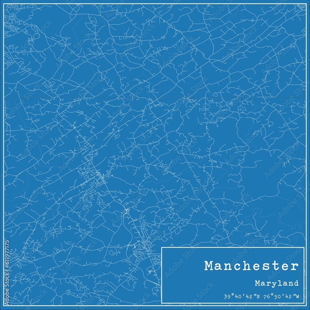 Blueprint US city map of Manchester, Maryland.