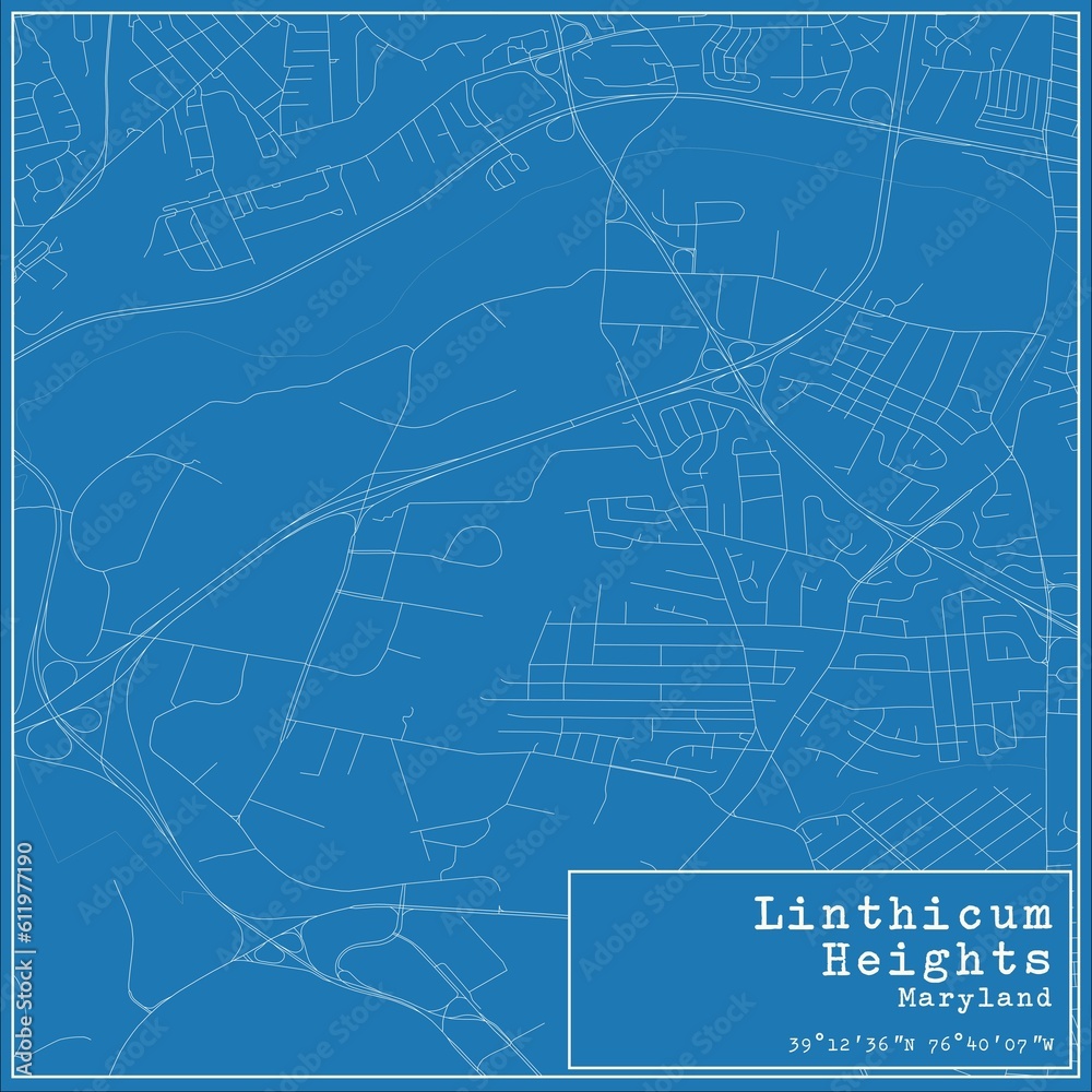 Blueprint US city map of Linthicum Heights, Maryland.