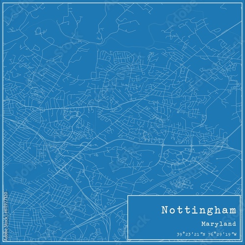 Blueprint US city map of Nottingham  Maryland.