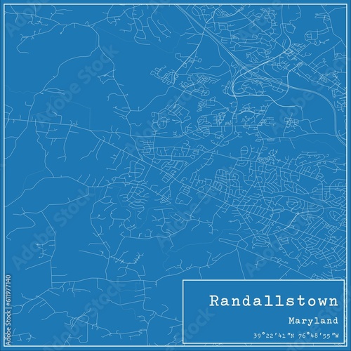 Blueprint US city map of Randallstown, Maryland.
