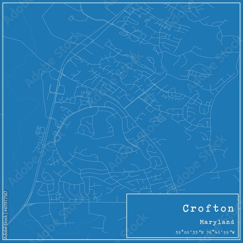Obraz na płótnie Blueprint US city map of Crofton, Maryland. w salonie