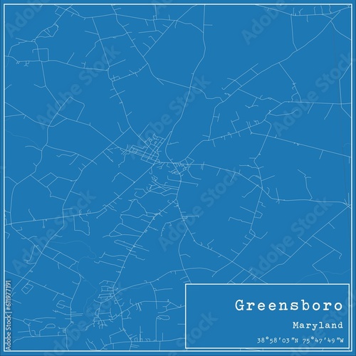 Blueprint US city map of Greensboro, Maryland.