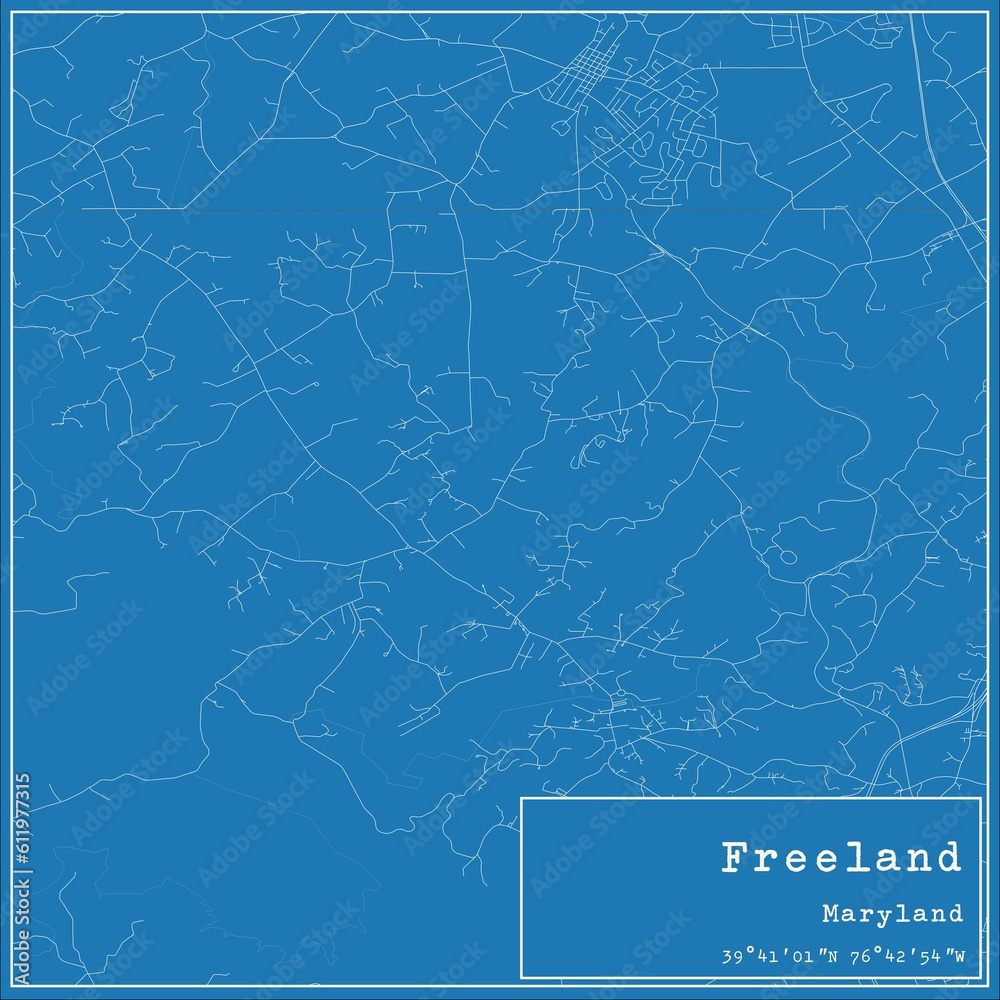 Blueprint US city map of Freeland, Maryland.