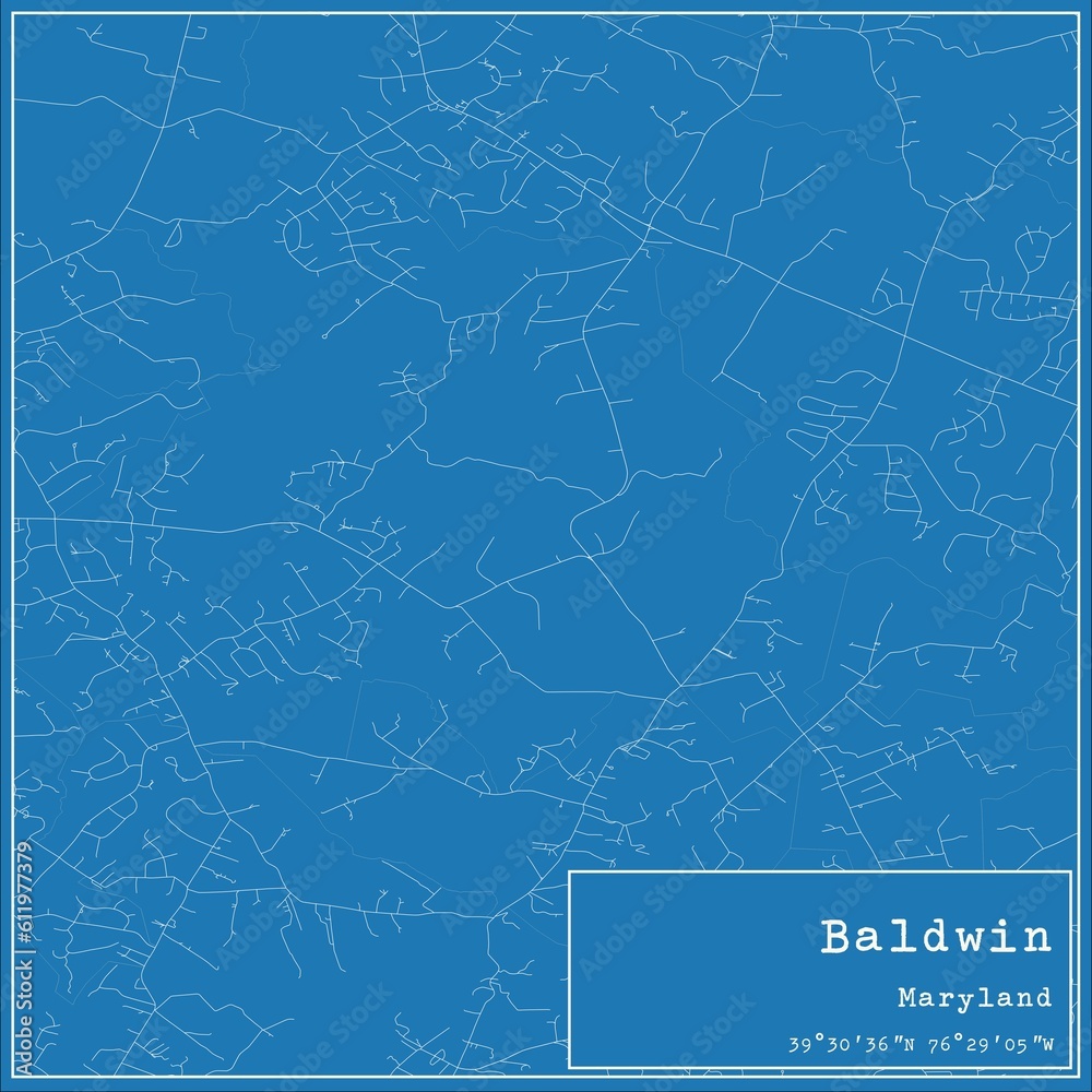 Blueprint US city map of Baldwin, Maryland.