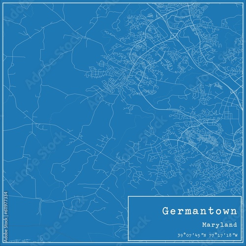 Blueprint US city map of Germantown, Maryland.