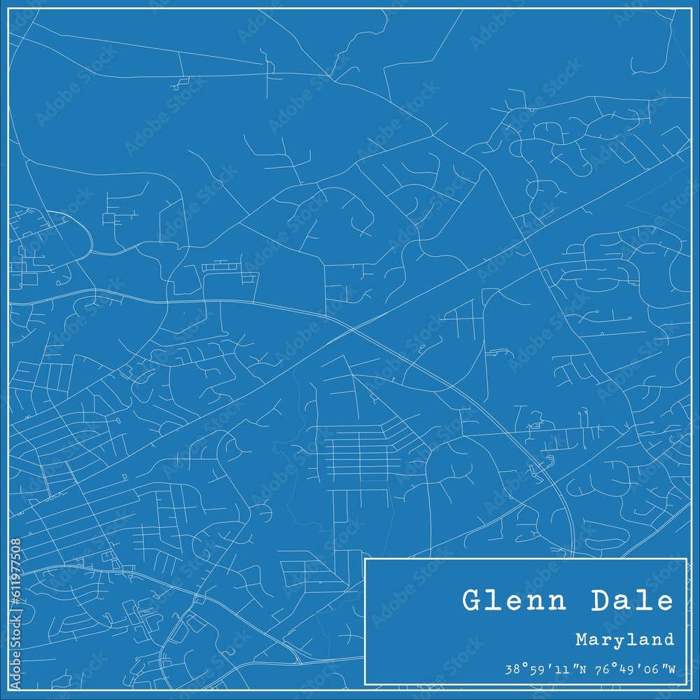 Blueprint US city map of Glenn Dale, Maryland. Blueprint US city map of Glenn Dale, Maryland.