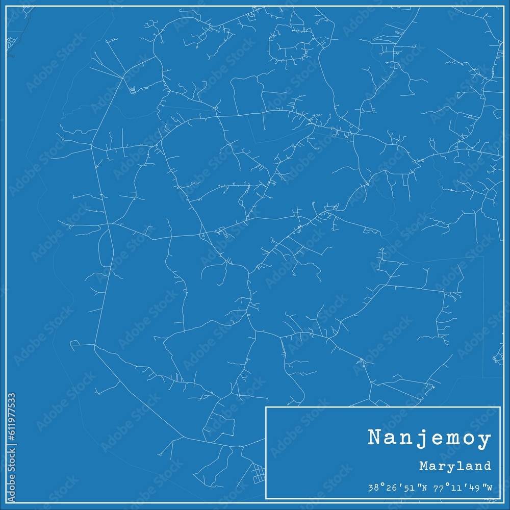 Blueprint US city map of Nanjemoy, Maryland.