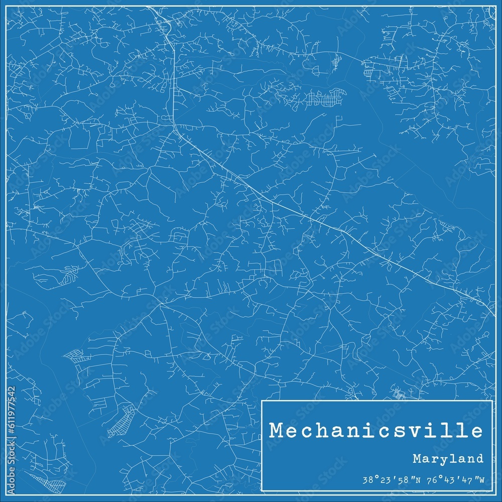 Blueprint US city map of Mechanicsville, Maryland.
