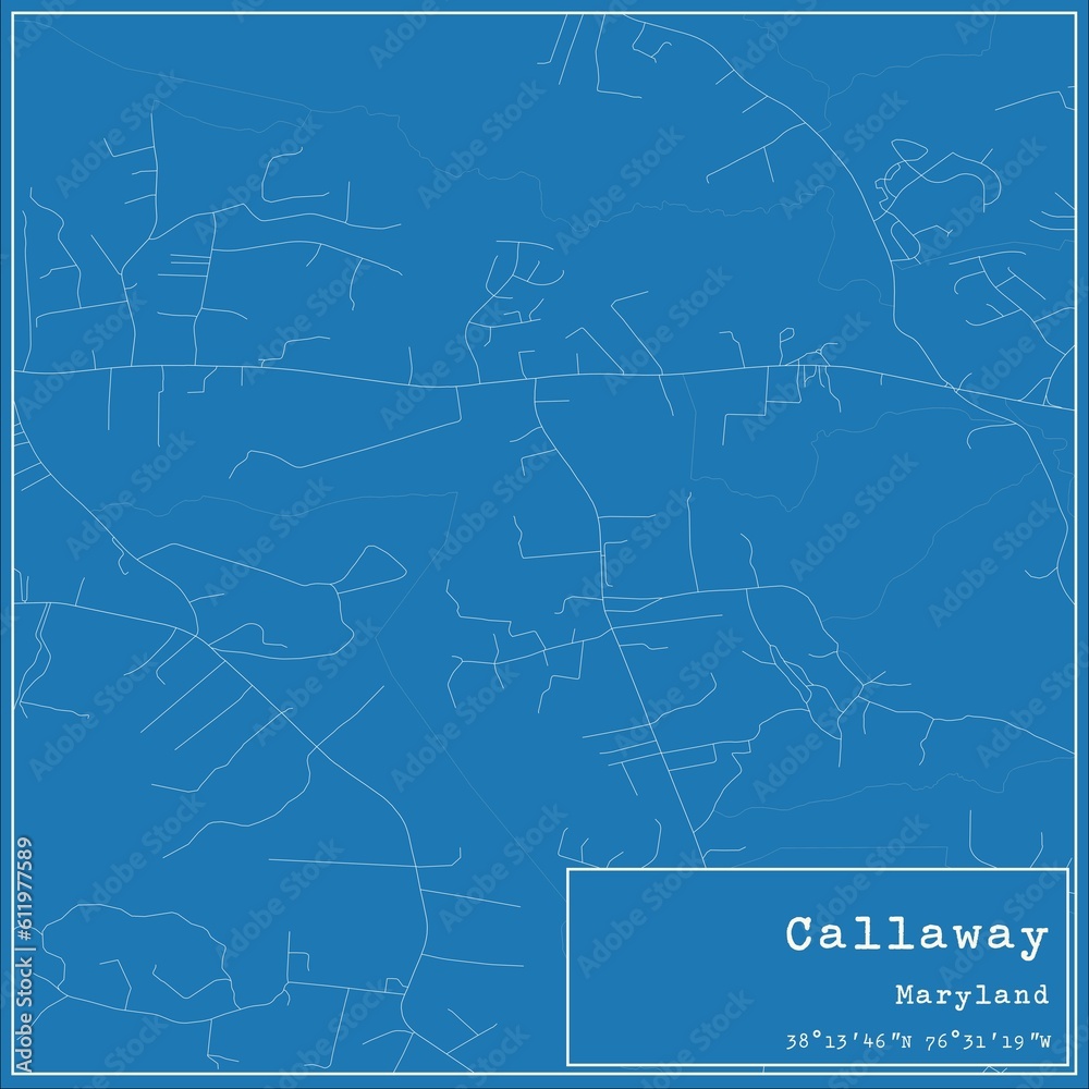 Blueprint US city map of Callaway, Maryland.