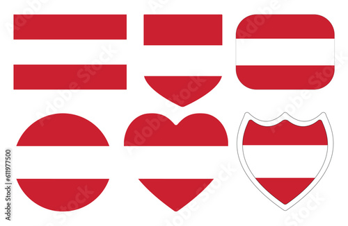 Free Download Austrian flag in shape design set. Flag of Austria in shape design set. - GFXLoad