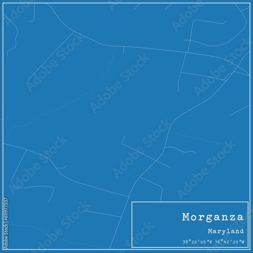 Blueprint US city map of Morganza, Maryland.