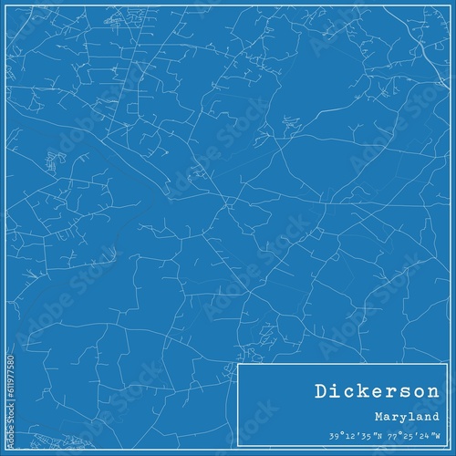 Blueprint US city map of Dickerson, Maryland.