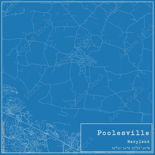 Blueprint US city map of Poolesville, Maryland. photo