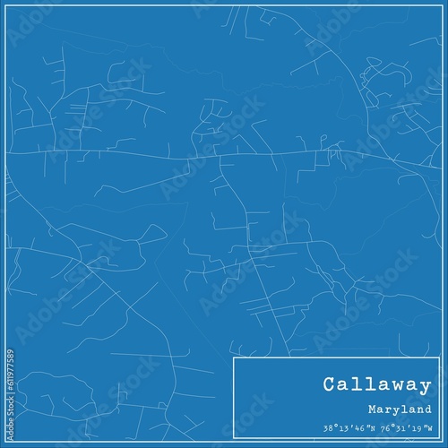 Blueprint US city map of Callaway, Maryland.