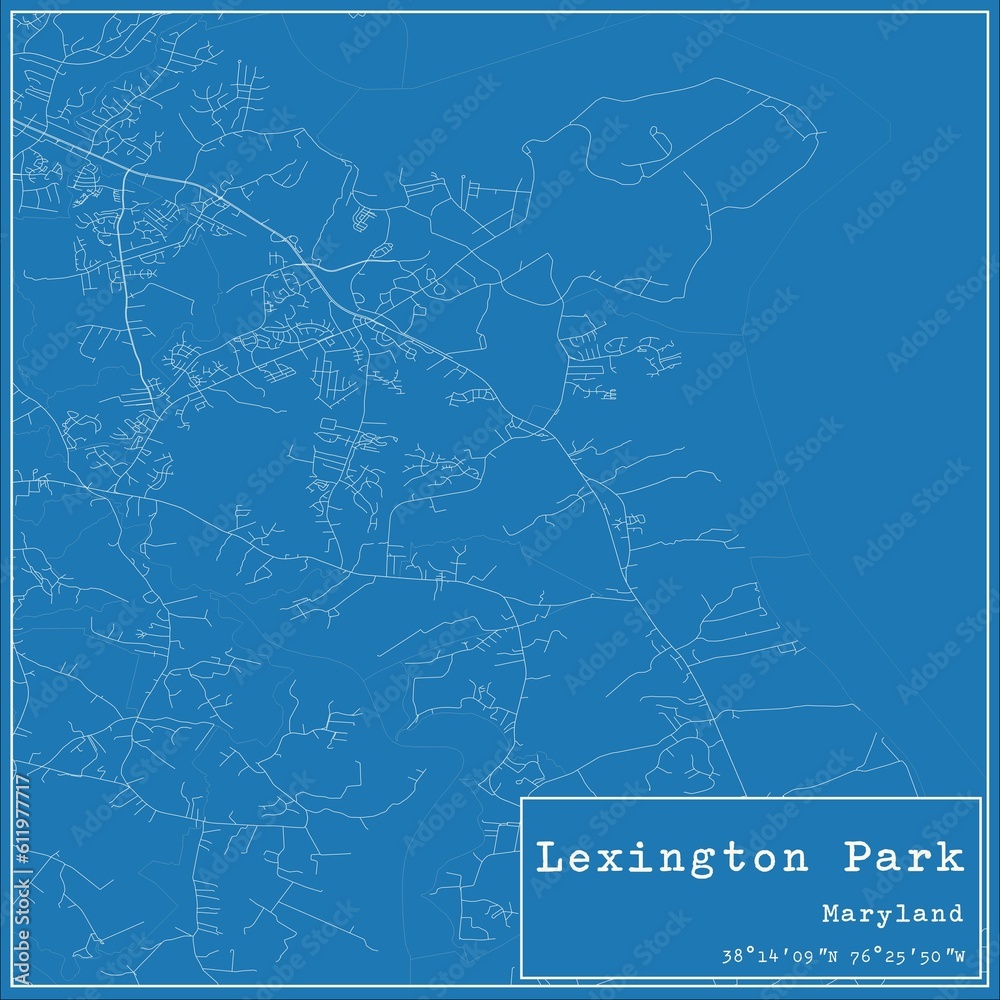 Blueprint US city map of Lexington Park, Maryland.
