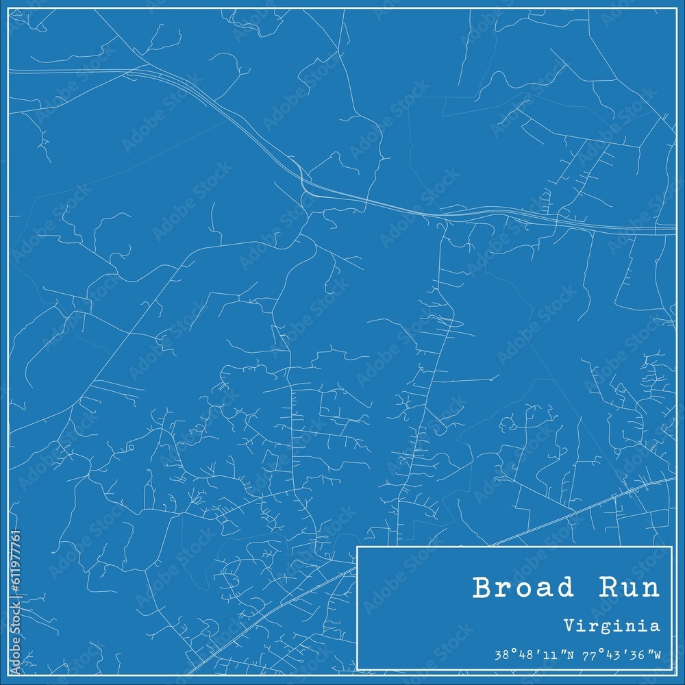 Blueprint US city map of Broad Run, Virginia.