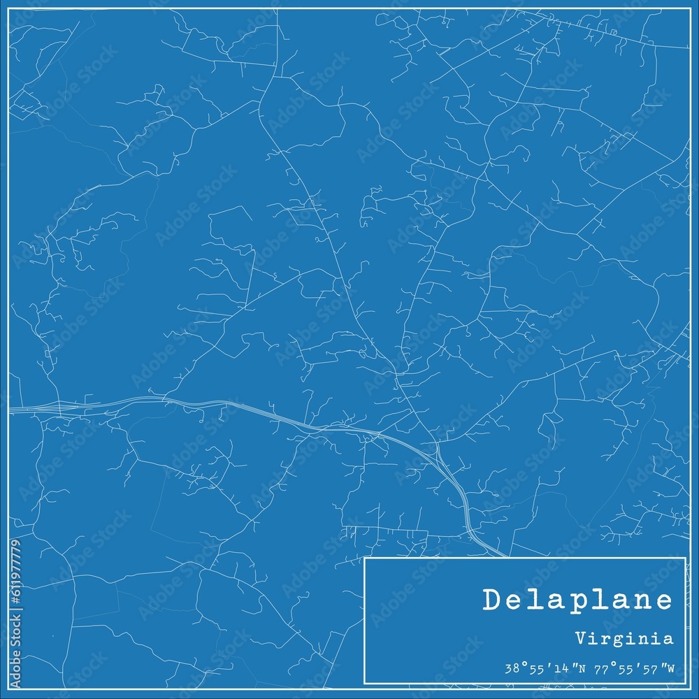 Blueprint US city map of Delaplane, Virginia.