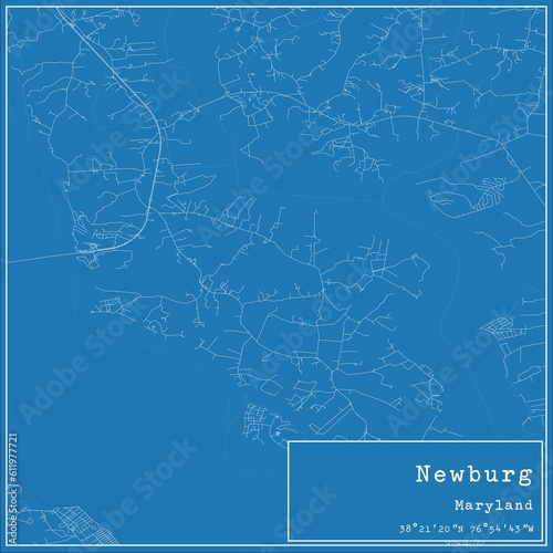 Blueprint US city map of Newburg, Maryland.