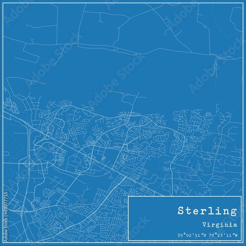 Blueprint US city map of Sterling, Virginia.
