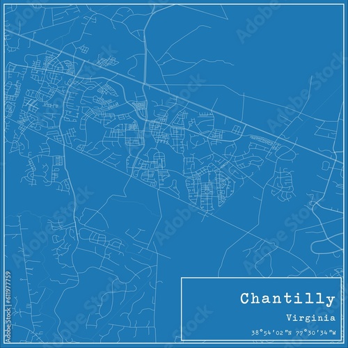 Obraz na płótnie Blueprint US city map of Chantilly, Virginia. w salonie