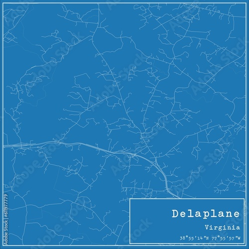 Blueprint US city map of Delaplane, Virginia.
