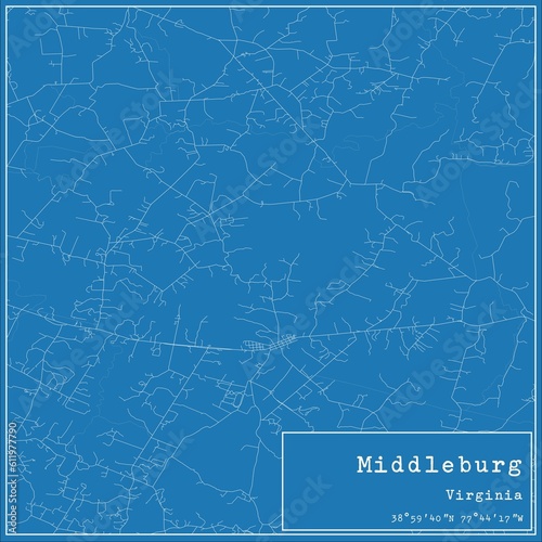 Blueprint US city map of Middleburg, Virginia. photo