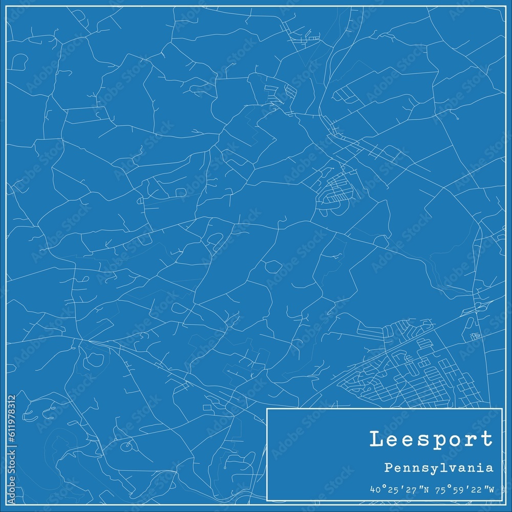 Blueprint US city map of Leesport, Pennsylvania.