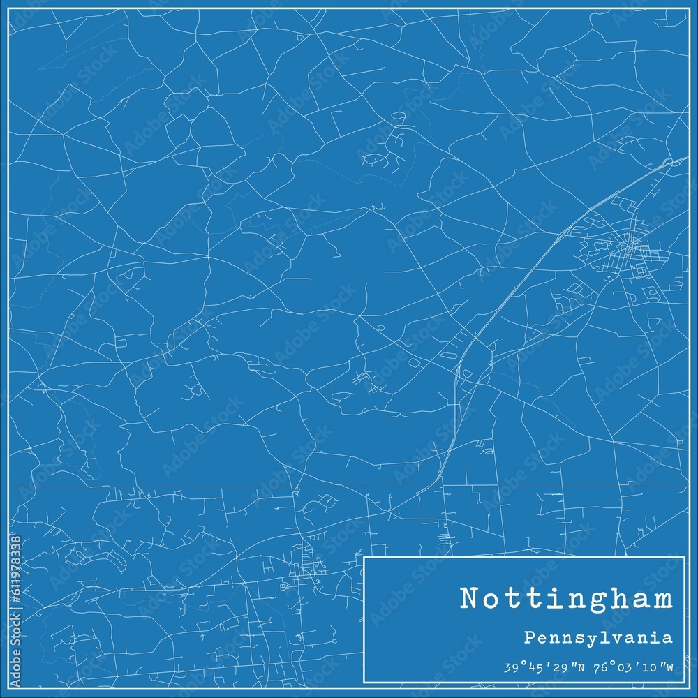 Blueprint US city map of Nottingham, Pennsylvania.