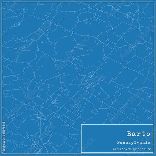 Blueprint US city map of Barto, Pennsylvania.